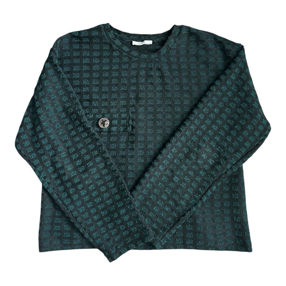 Zara Green Patterned Long Sleeve Top
